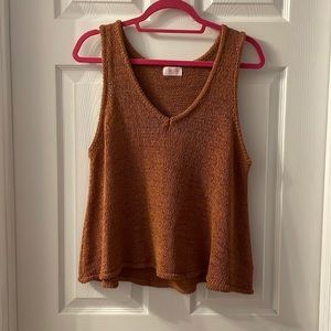 Pink Lily crochet sleeveless top in terracotta